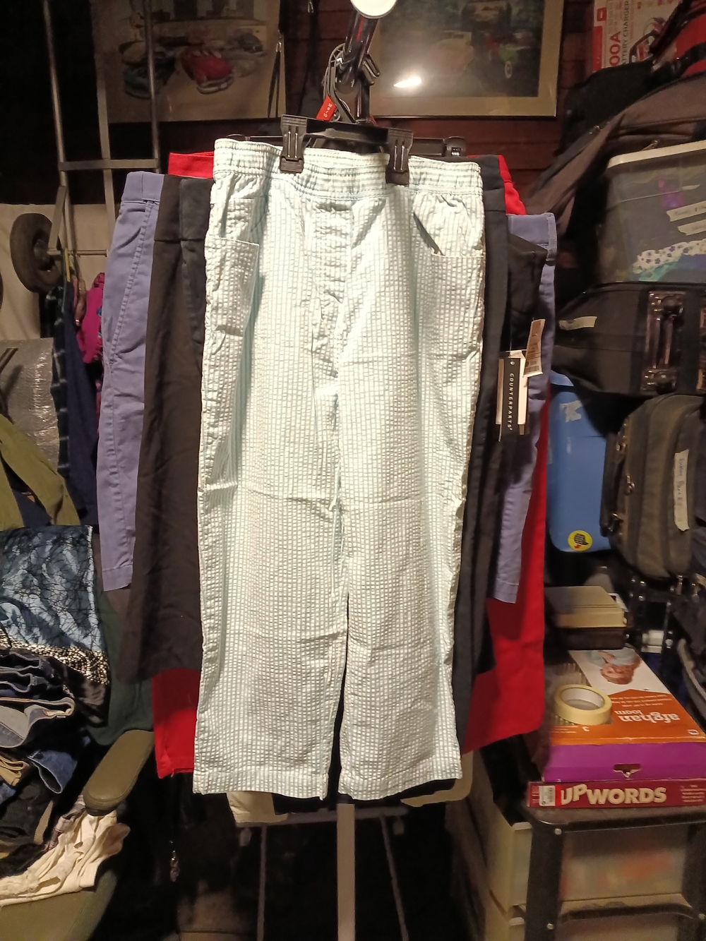 Quacker Factory Light Blue Seersucker Women's Pants